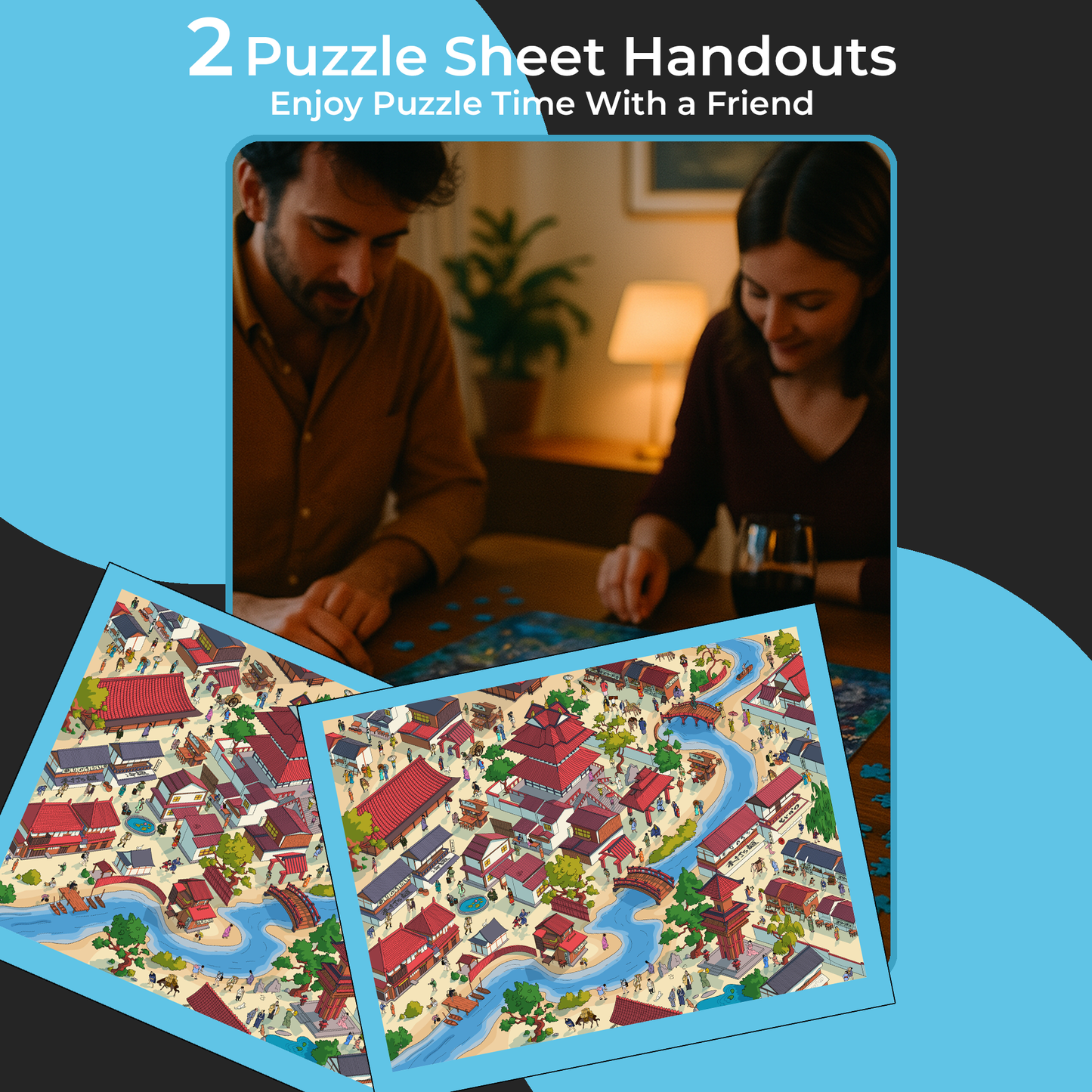 1000 Piece Jigsaw Puzzle – Box Shows Day, Puzzle Reveals Night | Time Warp Puzzle: Obon Festival