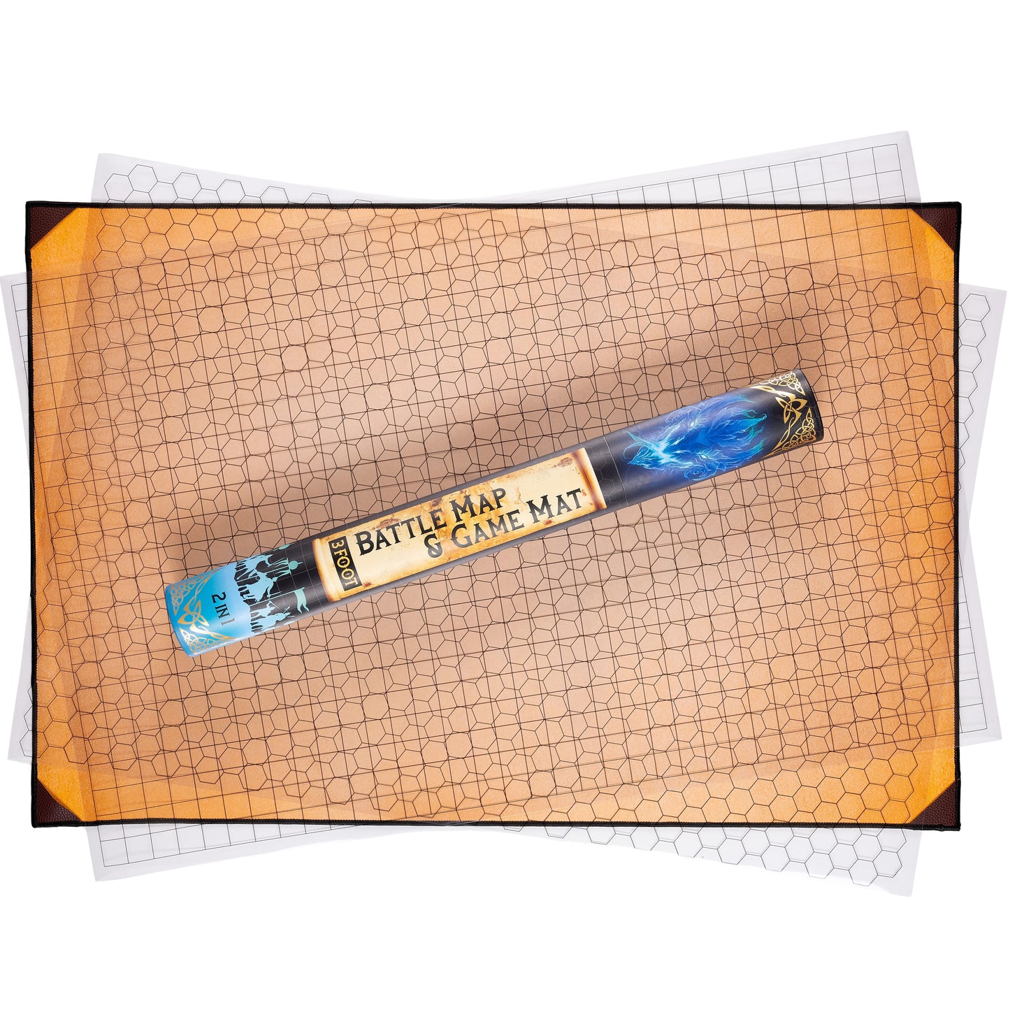 3-Foot DnD Battle Map - Neoprene Tabletop Game Mat with Interchangeable Hex & Square Grid Overlays