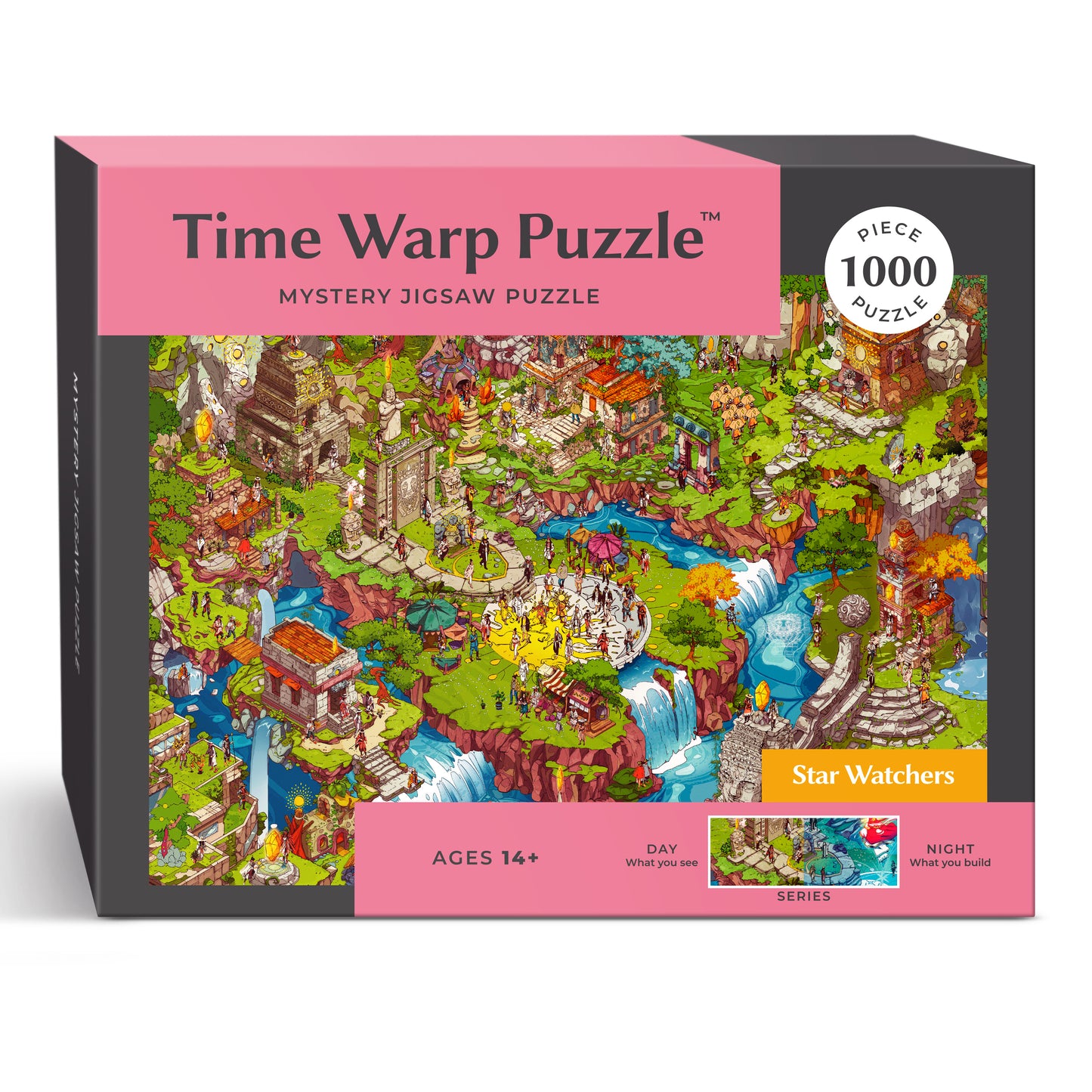 1000 Piece Jigsaw Puzzle – Box Shows Day, Puzzle Reveals Night | Time Warp Puzzle: Starwatchers