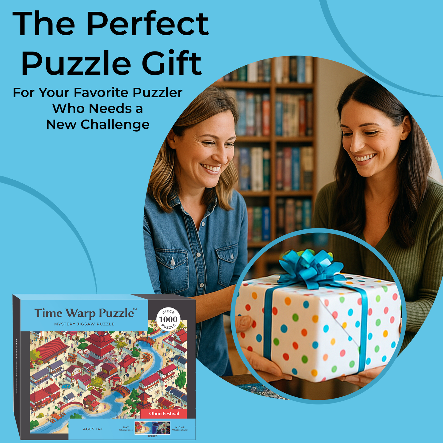 1000 Piece Jigsaw Puzzle – Box Shows Day, Puzzle Reveals Night | Time Warp Puzzle: Obon Festival