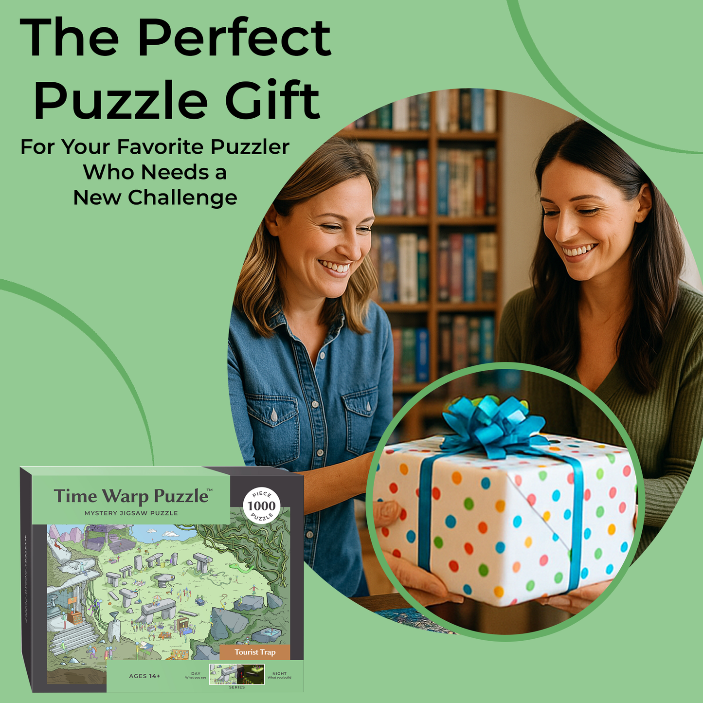 1000 Piece Jigsaw Puzzle – Box Shows Day, Puzzle Reveals Night | Time Warp Puzzle: Tourist Trap