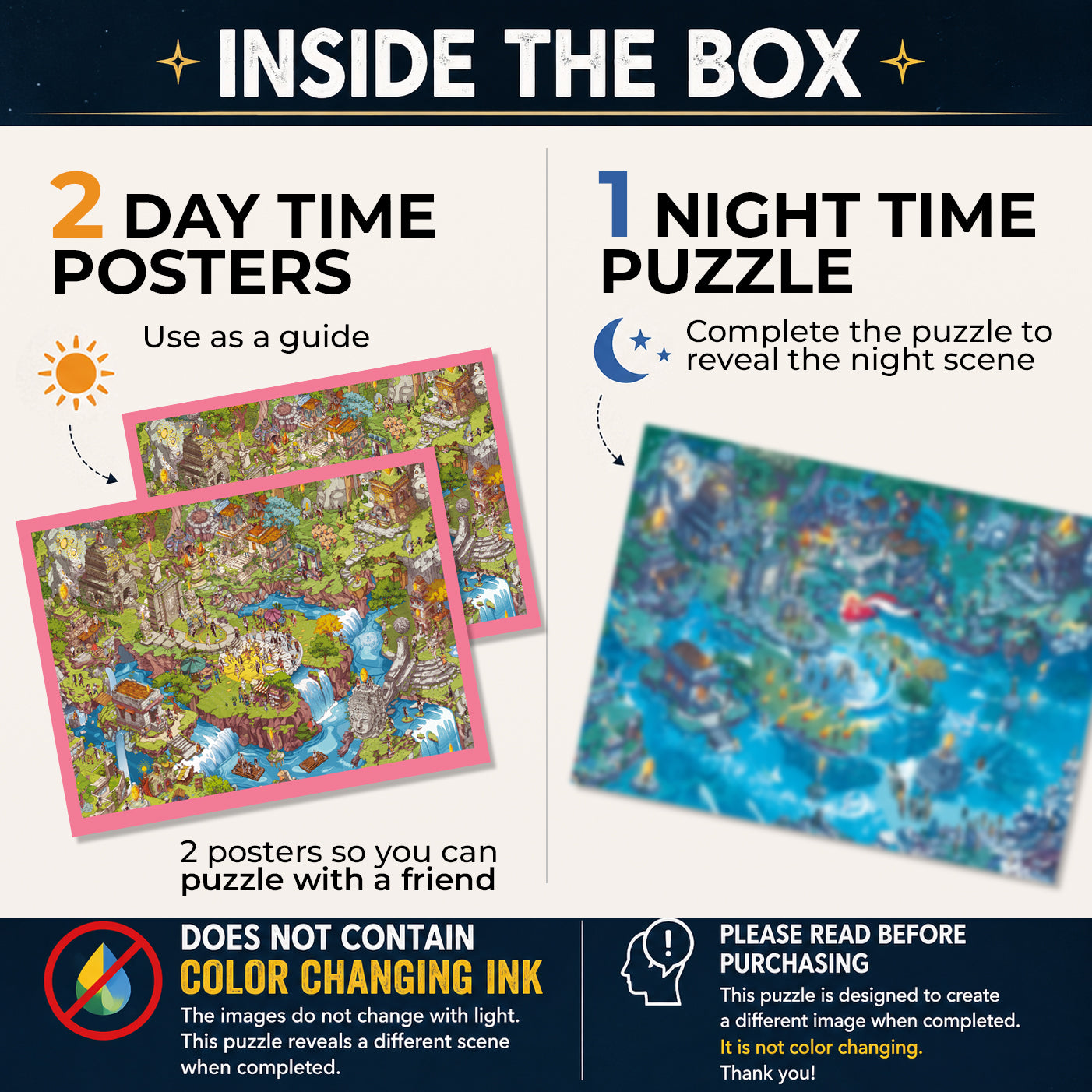 1000 Piece Jigsaw Puzzle Collection – Box Shows One Scene, Puzzle Reveals Another | Time Warp Puzzles Series One 5 Puzzle Bundle