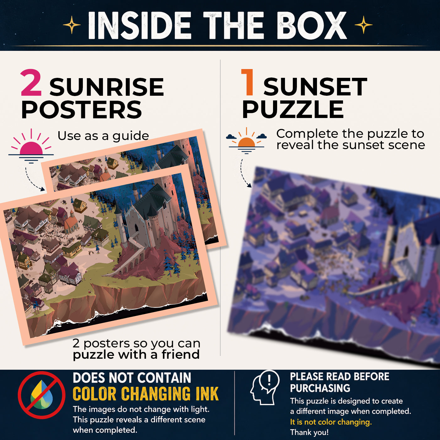 1000 Piece Jigsaw Puzzle – Box Shows Sunrise, Puzzle Reveals Sunset | Time Warp Puzzle Series 2: Terror by Torchlight
