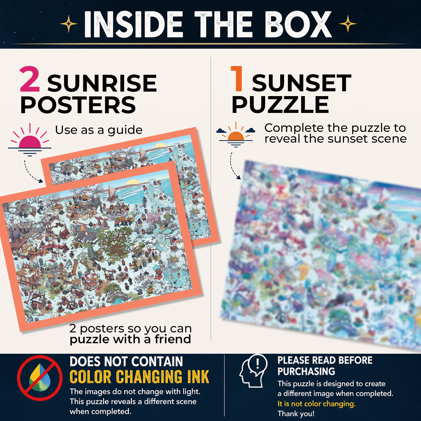 1000 Piece Jigsaw Puzzle – Box Shows Sunrise, Puzzle Reveals Sunset | Time Warp Puzzle Series 2: Spirits of the Aurora