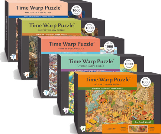 1000 Piece Jigsaw Puzzle Collection – Box Shows One Scene, Puzzle Reveals Another | Time Warp Puzzles Series Two 5 Puzzle Bundle