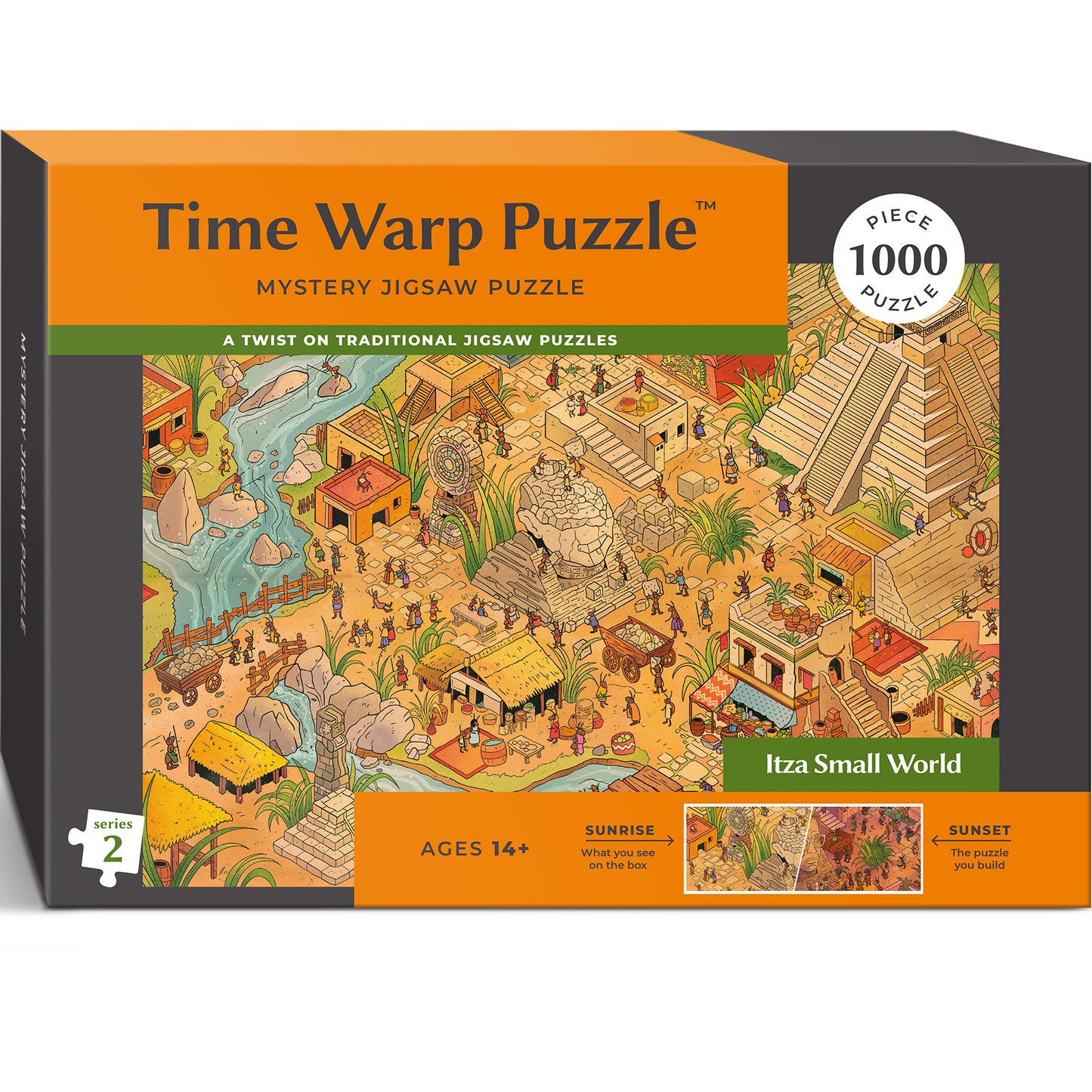 1000 Piece Jigsaw Puzzle – Box Shows Sunrise, Puzzle Reveals Sunset | Time Warp Puzzle Series 2: Itza Small World