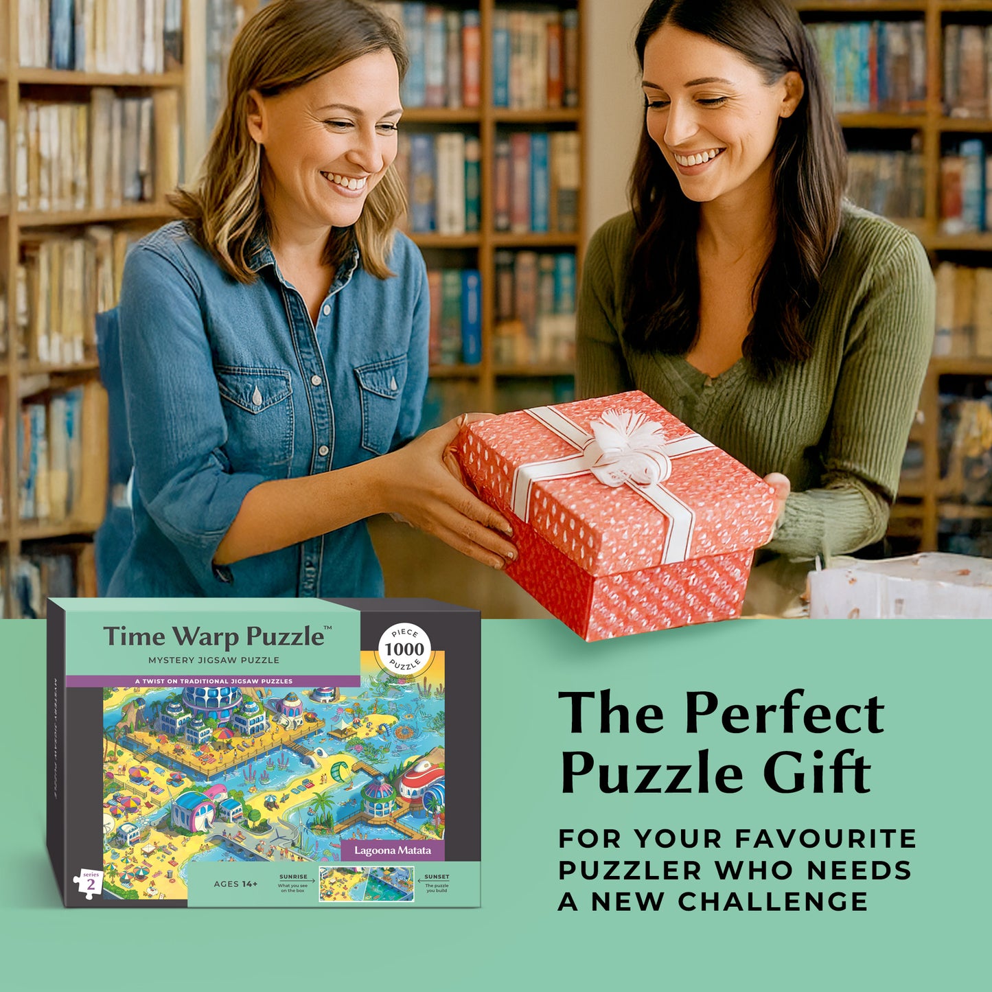 1000 Piece Jigsaw Puzzle – Box Shows Sunrise, Puzzle Reveals Sunset | Time Warp Puzzle Series 2: Lagoona Matata