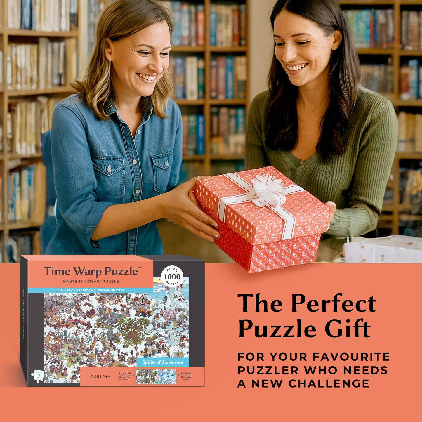 1000 Piece Jigsaw Puzzle – Box Shows Sunrise, Puzzle Reveals Sunset | Time Warp Puzzle Series 2: Spirits of the Aurora