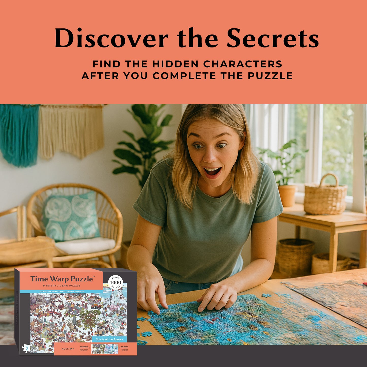1000 Piece Jigsaw Puzzle – Box Shows Sunrise, Puzzle Reveals Sunset | Time Warp Puzzle Series 2: Spirits of the Aurora