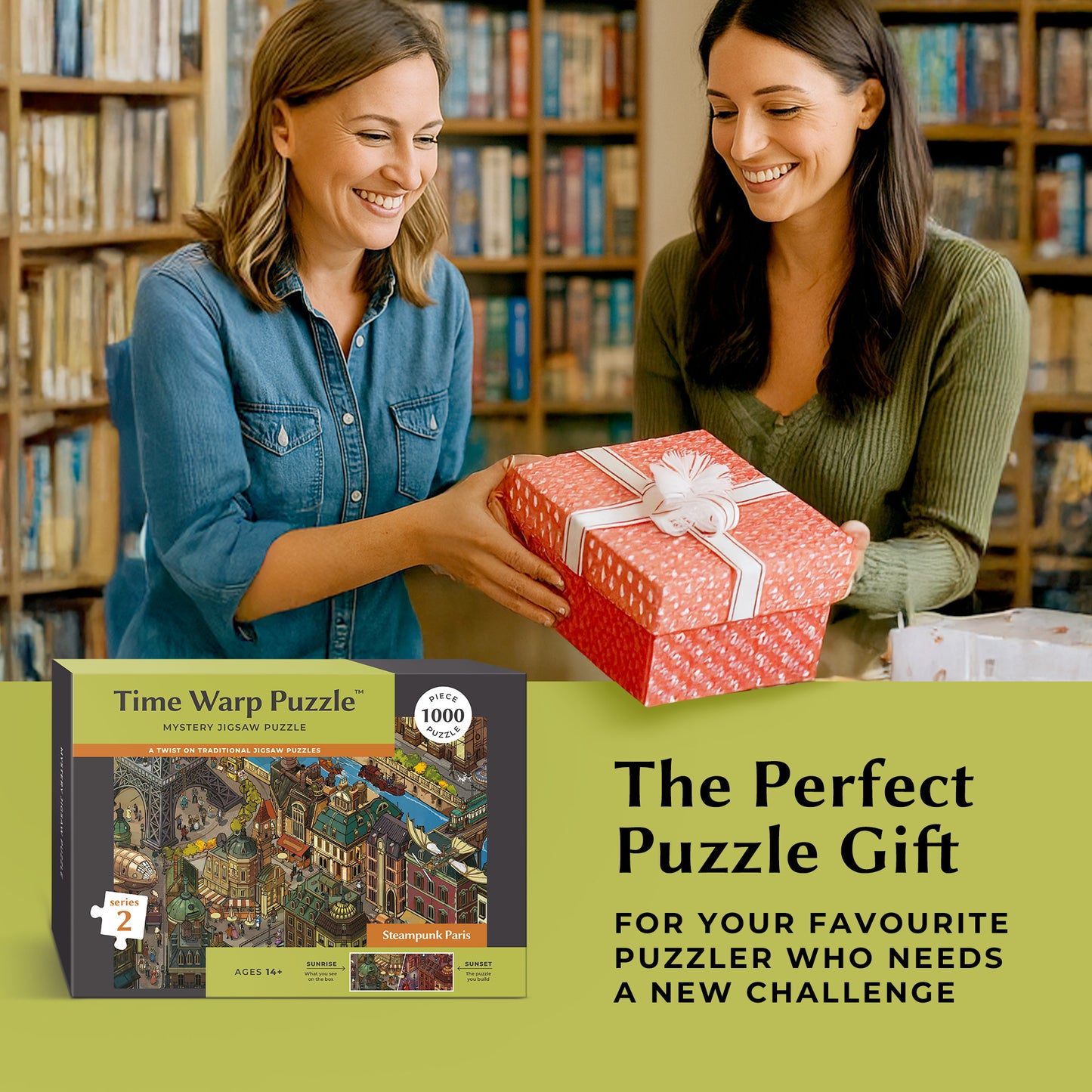 1000 Piece Jigsaw Puzzle – Box Shows Sunrise, Puzzle Reveals Sunset | Time Warp Puzzle Series 2: Steampunk Paris