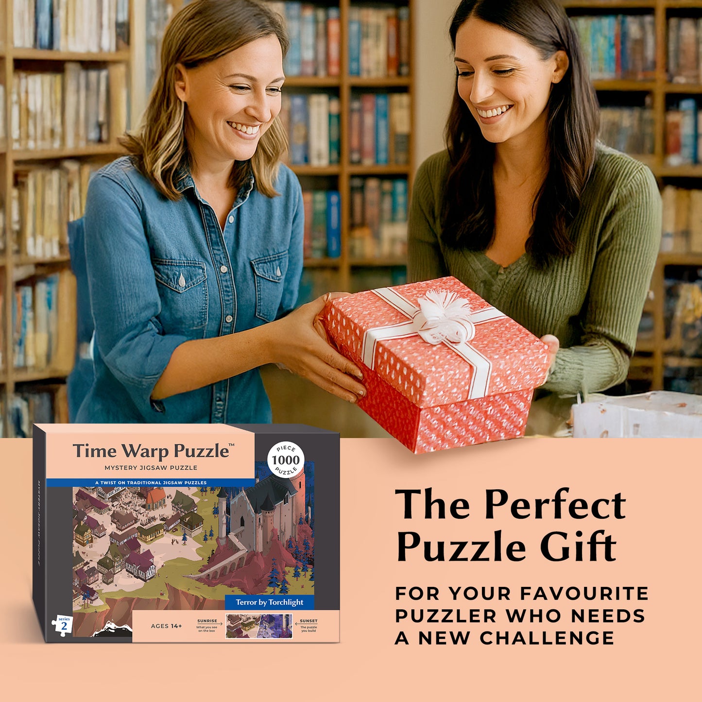 1000 Piece Jigsaw Puzzle – Box Shows Sunrise, Puzzle Reveals Sunset | Time Warp Puzzle Series 2: Terror by Torchlight