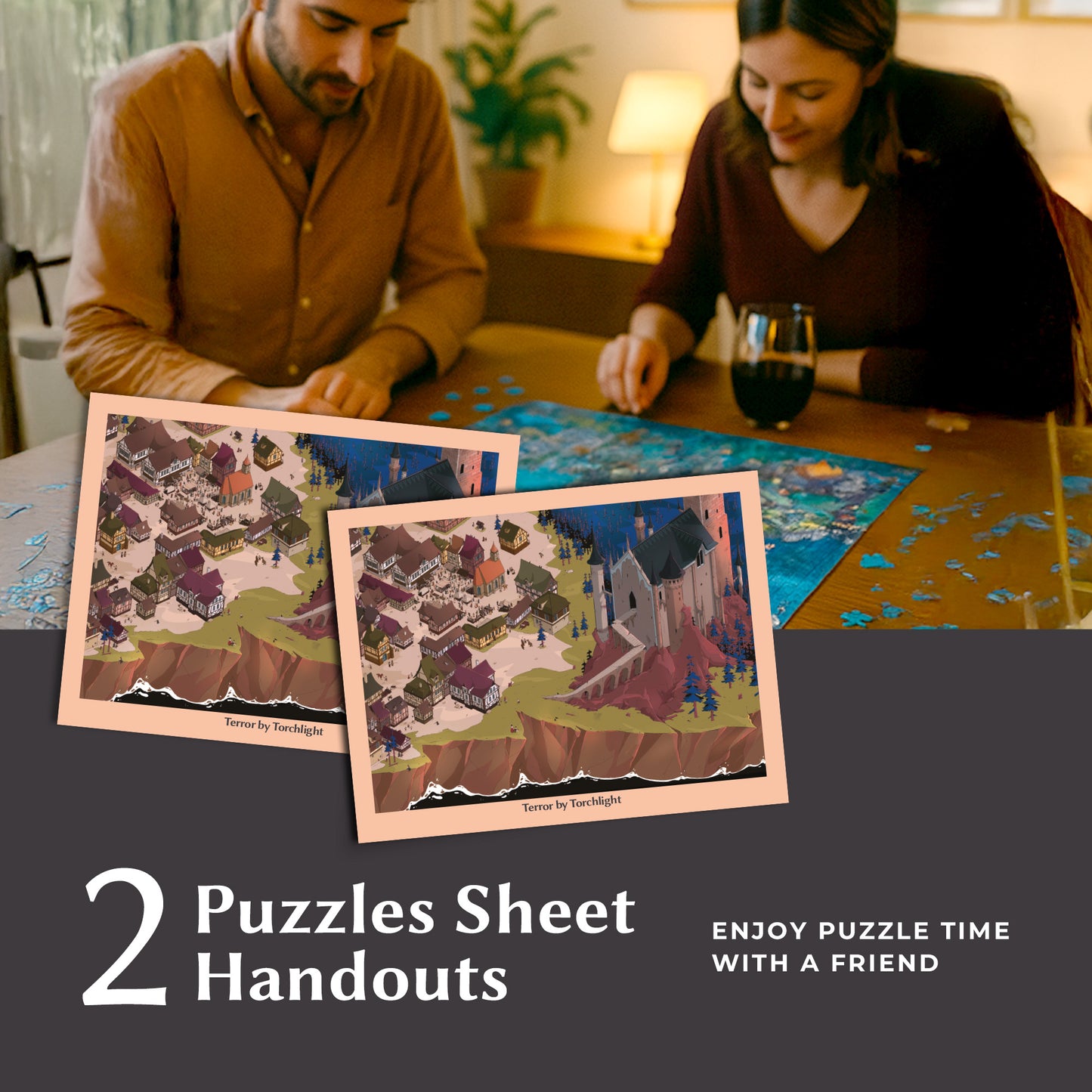 1000 Piece Jigsaw Puzzle – Box Shows Sunrise, Puzzle Reveals Sunset | Time Warp Puzzle Series 2: Terror by Torchlight