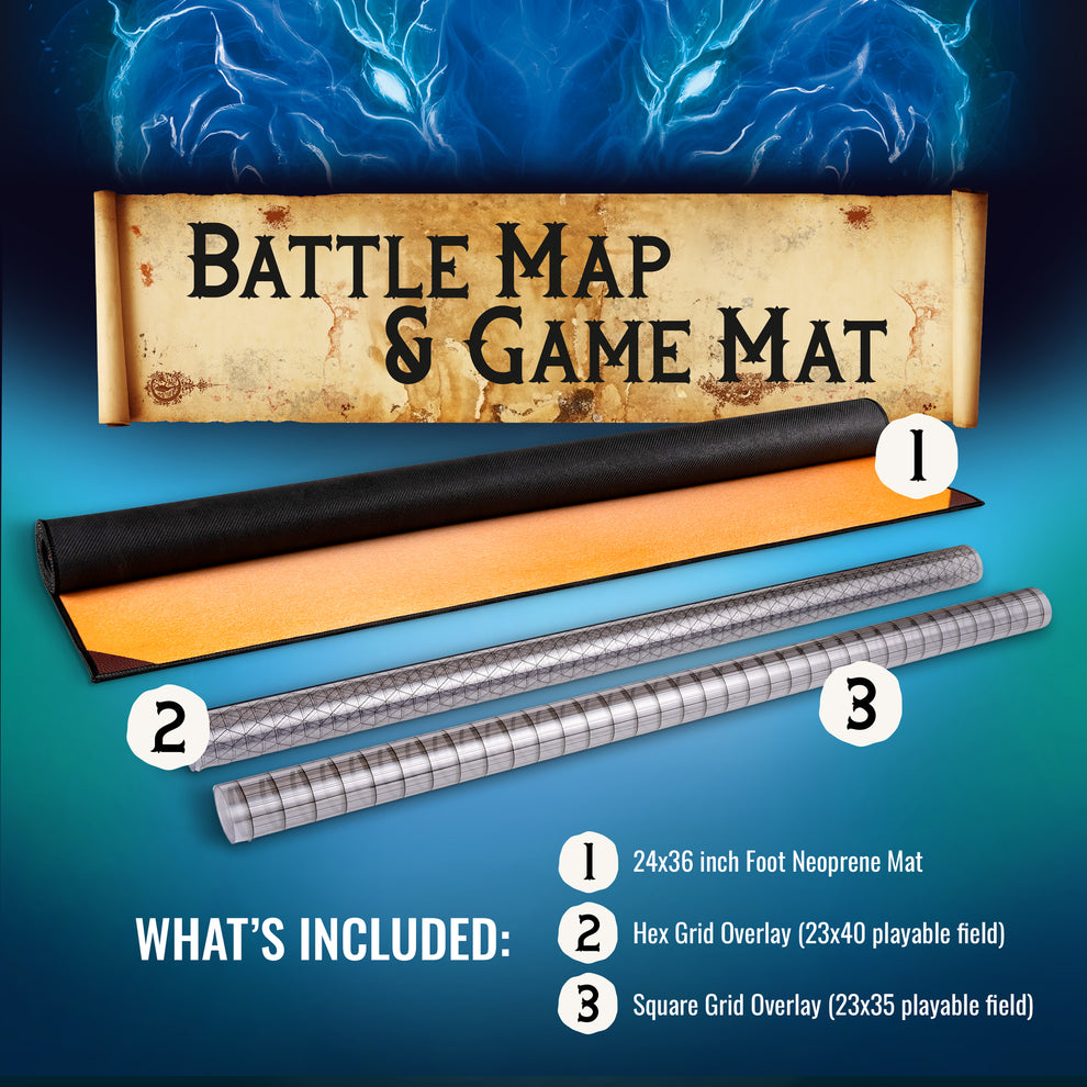 3-Foot DnD Battle Map - Neoprene Tabletop Game Mat with Interchangeabl ...