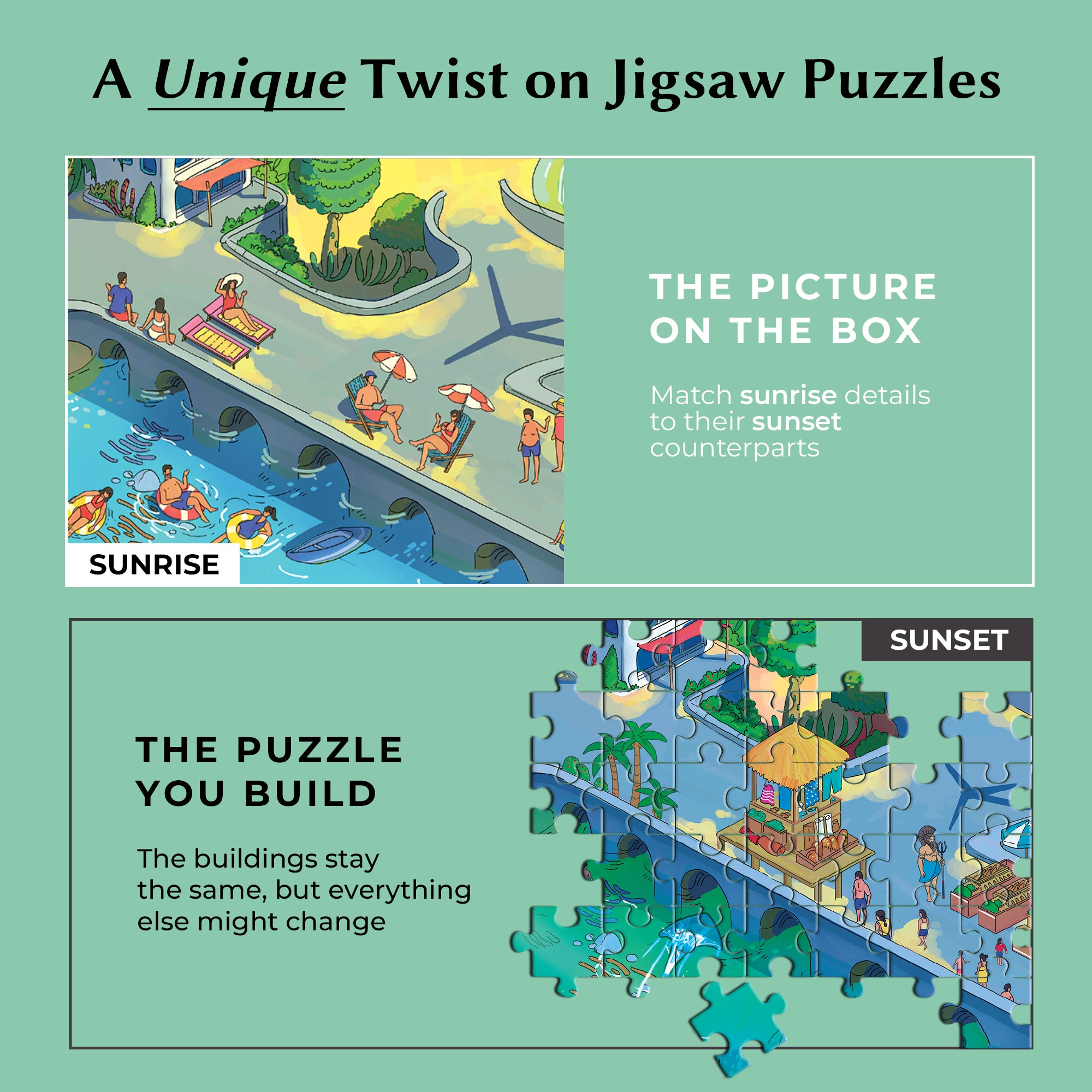 1000 Piece Jigsaw Puzzle – Box Shows Sunrise, Puzzle Reveals
