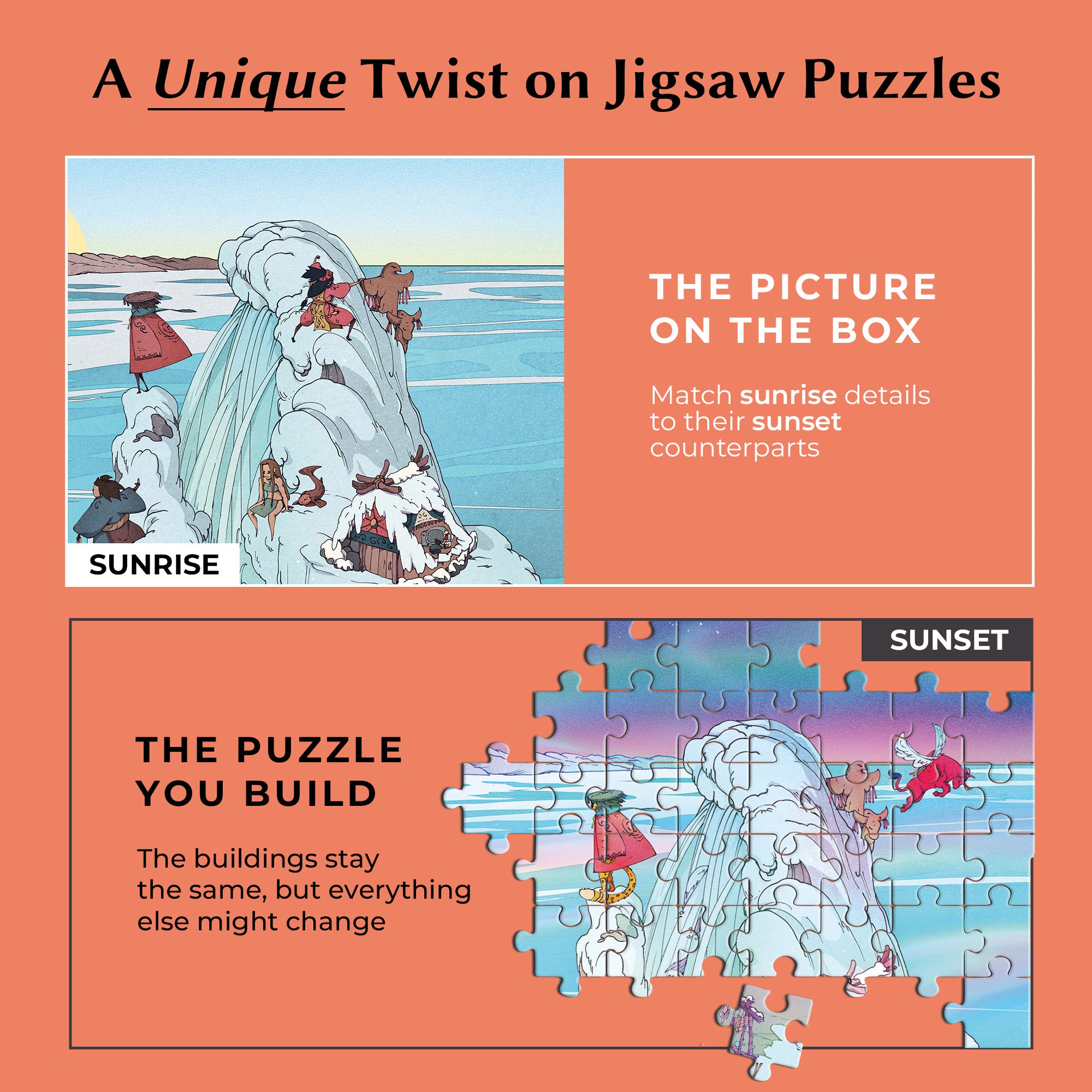 1000 Piece Jigsaw Puzzle – Box Shows Sunrise, Puzzle Reveals