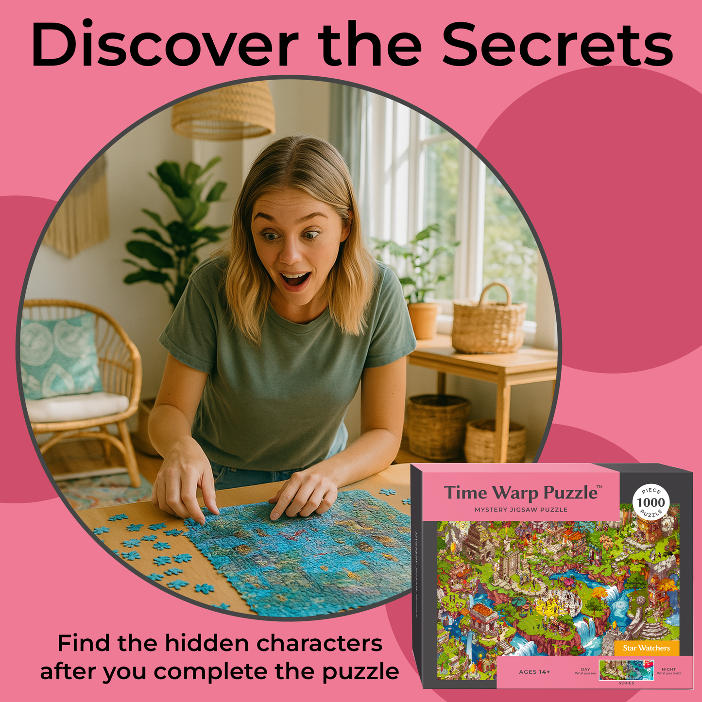1000 Piece Jigsaw Puzzle Collection – Box Shows One Scene, Puzzle Reveals Another | Time Warp Puzzles Series One 5 Puzzle Bundle