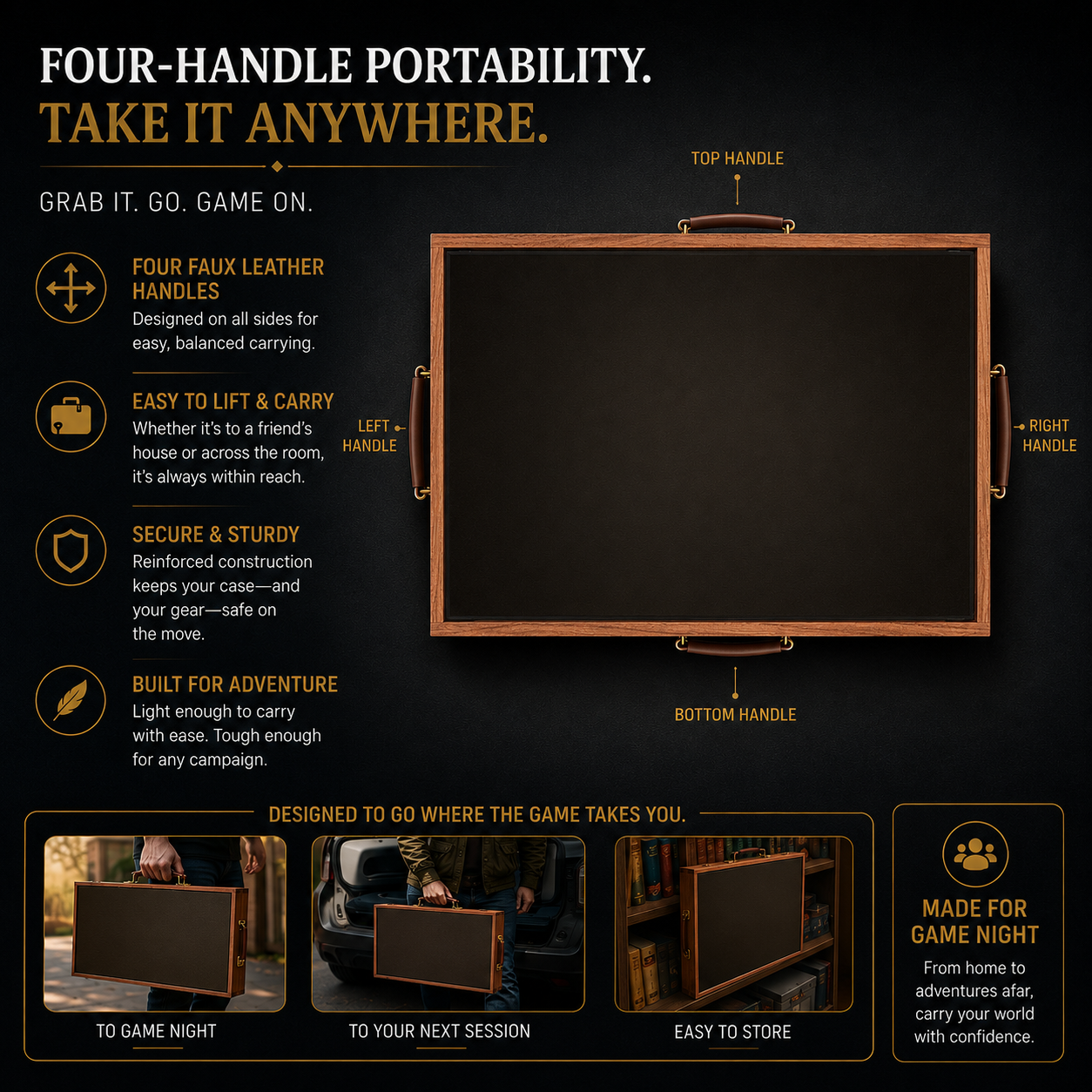 D&D TV Tabletop Display Case for 43” TVs – Solid Oak Digital Battle Map Frame with Tempered Glass for Dungeon Masters