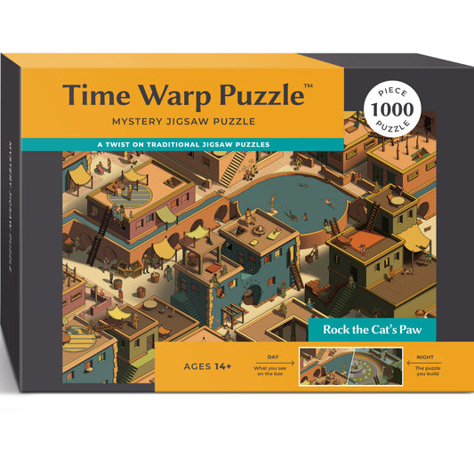 1000 Piece Jigsaw Puzzle – Box Shows Day, Puzzle Reveals Night |Time Warp Puzzle: Rock the Cat's Paw