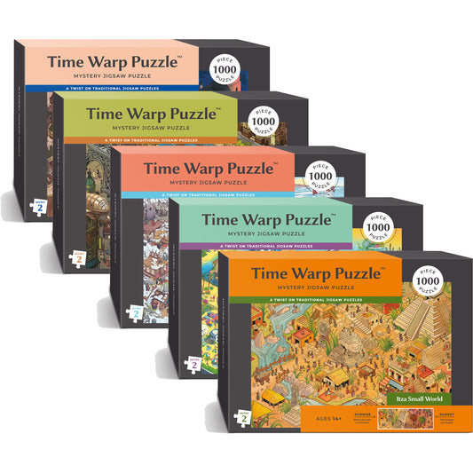 1000 Piece Jigsaw Puzzle Collection – Box Shows One Scene, Puzzle Reveals Another | Time Warp Puzzles Series Two 5 Puzzle Bundle