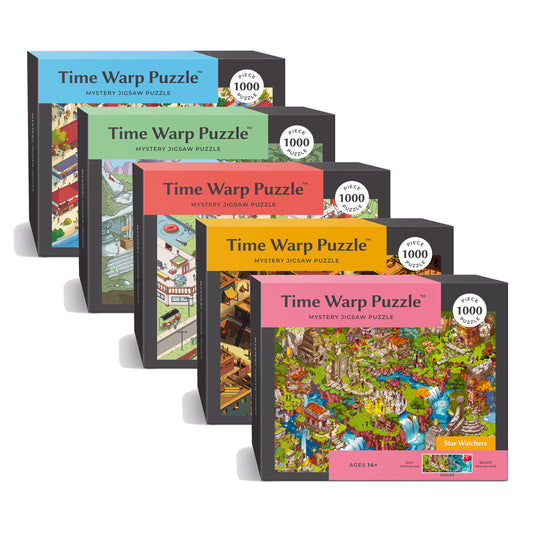 1000 Piece Jigsaw Puzzle Collection – Box Shows One Scene, Puzzle Reveals Another | Time Warp Puzzles Series One 5 Puzzle Bundle